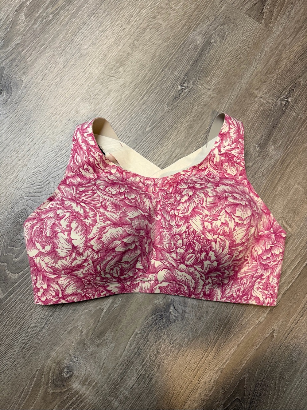 lululemon athletica high support longline Floral Wireless Bra - Pink & Cream